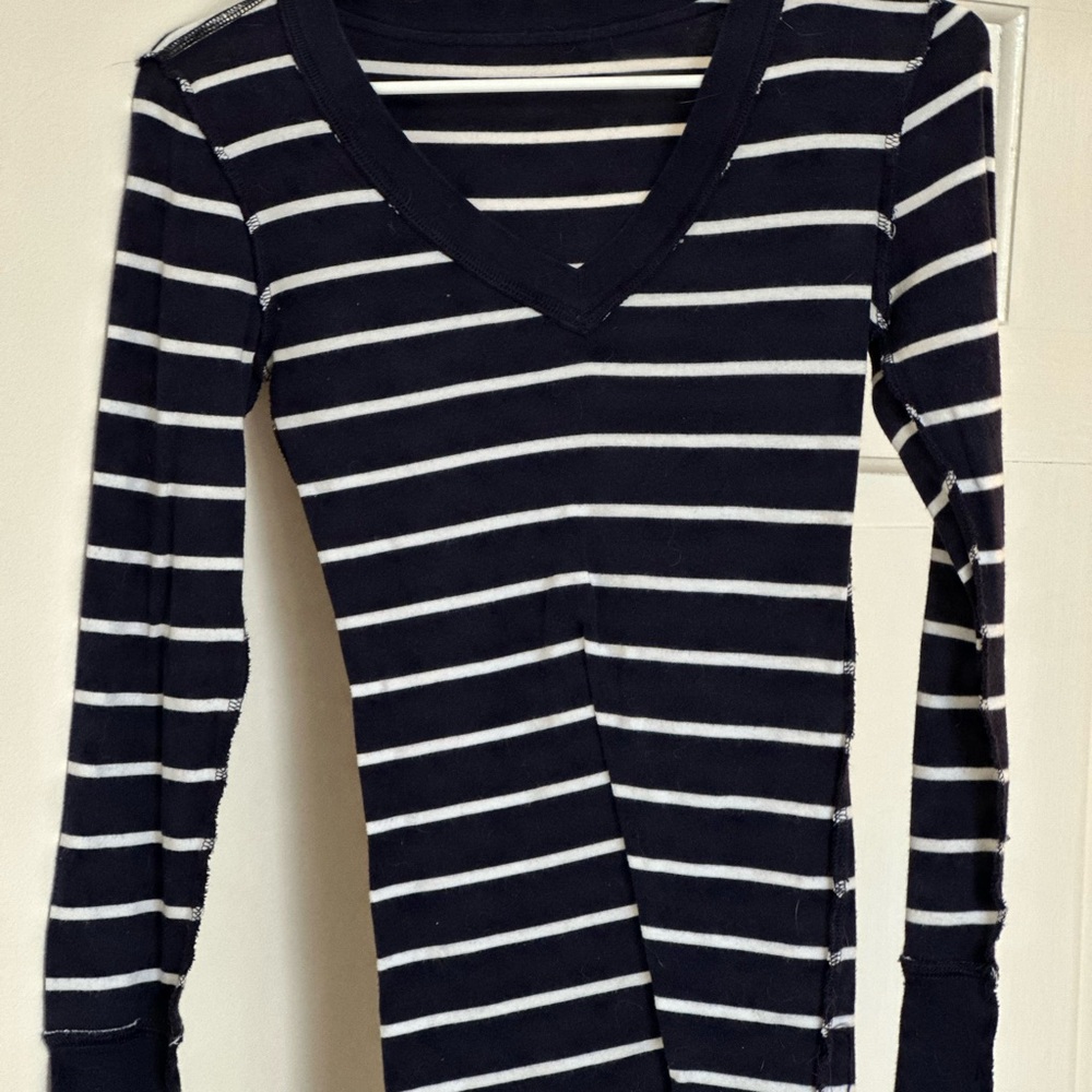 GAP Navy and White Striped Supersoft Top
